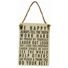 Load image into Gallery viewer, BE HAPPY! MINI METAL DANGLER SIGN