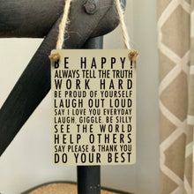 Load image into Gallery viewer, BE HAPPY! MINI METAL DANGLER SIGN