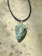 Load image into Gallery viewer, Moss Agate Natural Crystal Arrowhead Pendant Inc Cord Necklace