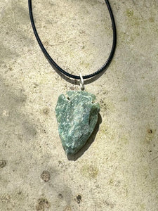 Moss Agate Natural Crystal Arrowhead Pendant Inc Cord Necklace