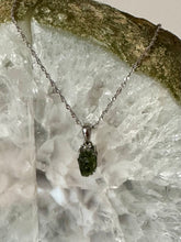 Load image into Gallery viewer, New! Sterling Silver Moldavite Genuine Raw Green Crystal Necklace - Natural &amp; Unique |Reiju