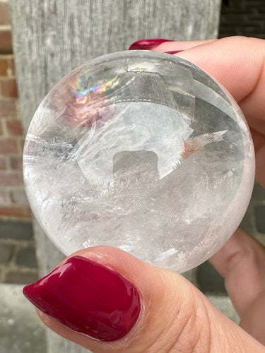New! Clear Quartz Crystal Ball with Rainbow Inclusions – 4.5 cm (with Holder) Natural & Unique