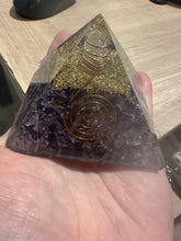 Load image into Gallery viewer, Amethyst Large Crystal Stones Orgonite Energy Generator Pyramid (Scratched &amp; Chipped Corner)