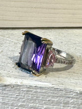 Load image into Gallery viewer, Unique Amethyst Gemstone Sterling Silver Ring (Size M)