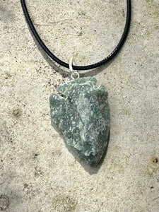 Moss Agate Natural Crystal Arrowhead Pendant Inc Cord Necklace