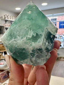 Green Fluorite Raw Polished Point - Unique Piece