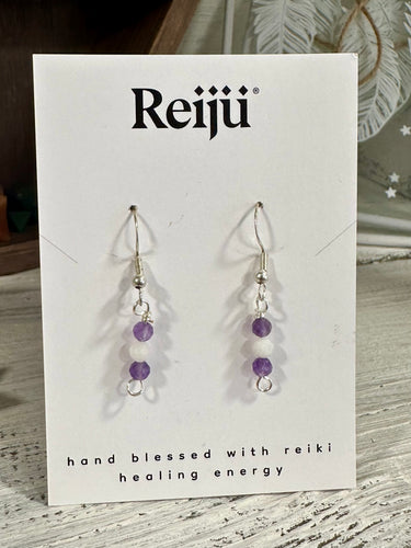 Handmade Amethyst Delicate Beaded Crystal Earrings