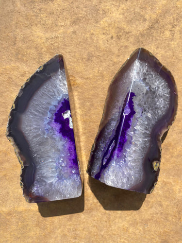 New! Purple Agate ‘Butterfly’ Crystal Stone Book Ends Pair 2.4KG