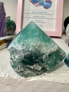 Green Fluorite Raw Polished Point - Unique Piece