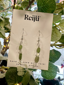 Peridot and Diamante Crystal Handmade Earrings Nickel Free