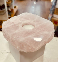 Load image into Gallery viewer, Raw Rose Quartz Crystal Tealight Holder