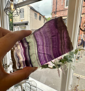 Rainbow Fluorite Raw Polished Slice - Unique Piece