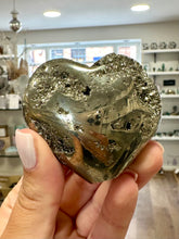 Load image into Gallery viewer, Pyrite Crystal Stone &quot;Fools Gold&quot; Druzy Heart Natural &amp; Unique