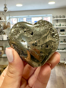 Pyrite Crystal Stone "Fools Gold" Druzy Heart Natural & Unique