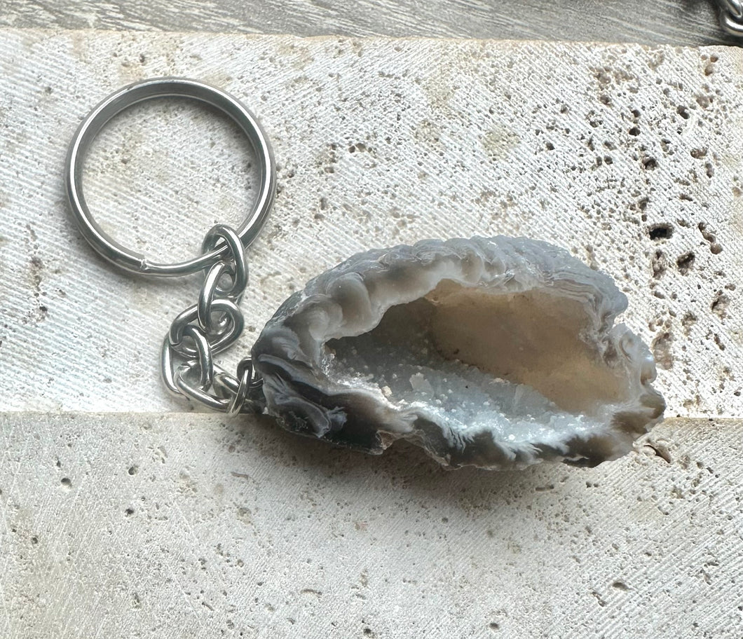 New! Druze Geode Agate Crystal Stone  Keyring