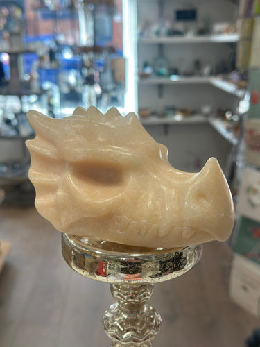 New! Unique Crystal Yellow Calcite Dragon Head Natural & Unique