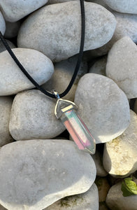 New! Aura Quartz Angel Pendant Necklace Inc 18" Silver Snake Chain & Luxury Gift Box