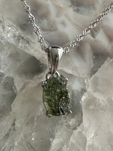 Load image into Gallery viewer, New! Sterling Silver Moldavite Genuine Raw Green Crystal Necklace - Natural &amp; Unique |Reiju