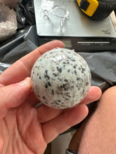 Load image into Gallery viewer, New! Dalmatian Jasper Large Crystal Sphere Ball Stone Inc Stand - Natural &amp; Unique |Reiju