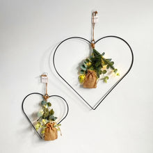 Load image into Gallery viewer, New! BLACK WIRE LED HEART WITH EUCALYPTUS, 30CM