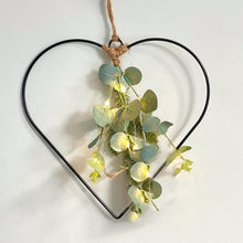 Load image into Gallery viewer, New! BLACK WIRE LED HEART WITH EUCALYPTUS, 30CM