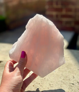 New! Raw Rose Quartz Large Slice - Natural & Unique