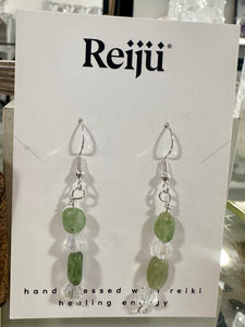 Peridot and Diamante Crystal Handmade Earrings Nickel Free