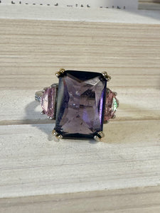 Unique Amethyst Gemstone Sterling Silver Ring (Size M)