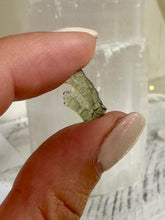 Load image into Gallery viewer, Moldavite Small Raw Green Crystal Piece 14mm - Extremely Rare