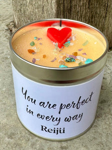 New! Crystal-Topped Affirmation Candle – “You Are Perfect in Every Way”