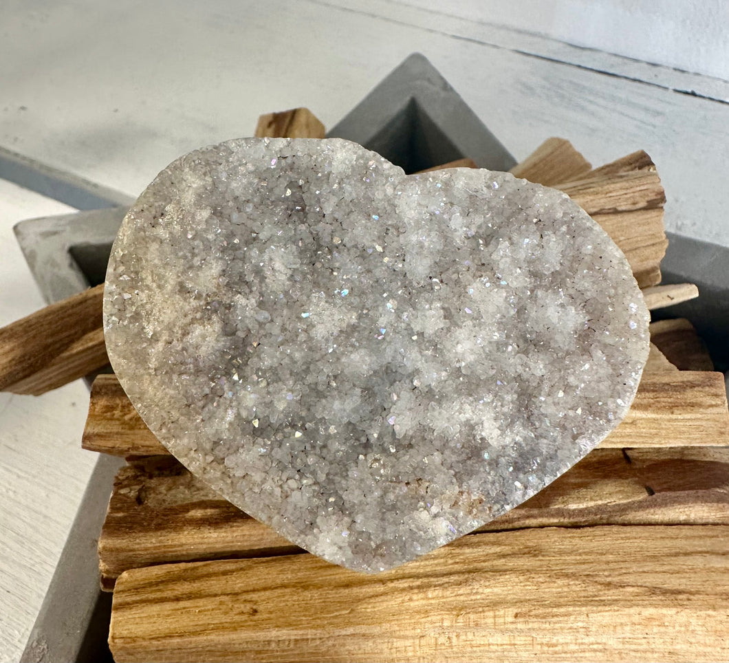 Aura Quartz Druzy Heart - Unique Piece