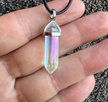 Load image into Gallery viewer, New! Aura Quartz Angel Pendant Necklace Inc 18&quot; Silver Snake Chain &amp; Luxury Gift Box