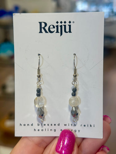 New! Handmade Topaz & Hematite Reiki-Charged Earrings