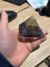 Load image into Gallery viewer, Amethyst Large Crystal Stones Orgonite Energy Generator Pyramid (Scratched &amp; Chipped Corner)