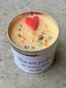 New! Crystal-Topped Affirmation Candle – “You Are Perfect in Every Way”
