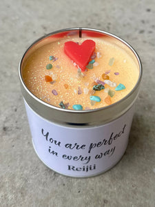 New! Crystal-Topped Affirmation Candle – “You Are Perfect in Every Way”