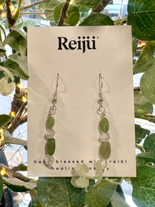 Peridot and Diamante Crystal Handmade Earrings Nickel Free