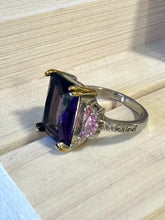 Load image into Gallery viewer, Unique Amethyst Gemstone Sterling Silver Ring (Size M)