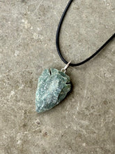 Load image into Gallery viewer, Moss Agate Natural Crystal Arrowhead Pendant Inc Cord Necklace