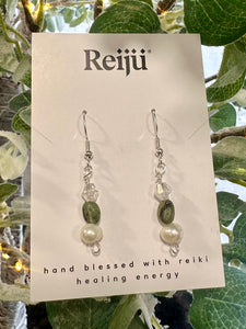 Peridot and Freshwater Pearl Crystal Handmade Earrings Nickel Free