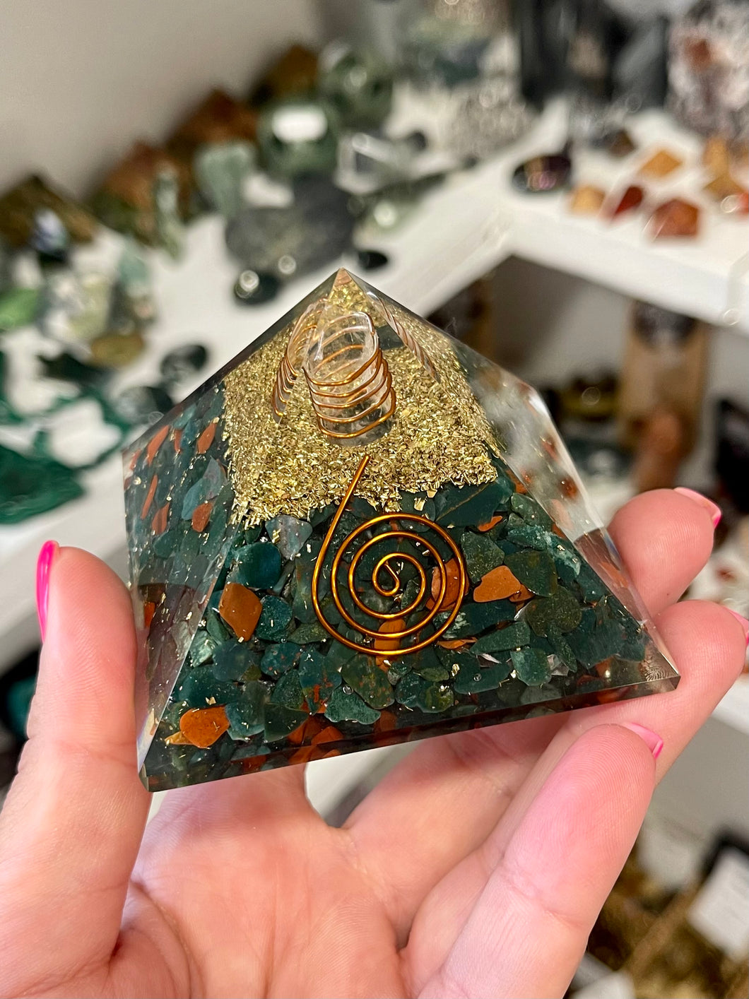 Bloodstone Crystal Large Orgone Pyramid