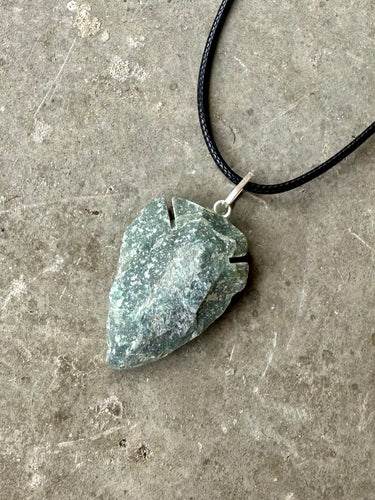Moss Agate Natural Crystal Arrowhead Pendant Inc Cord Necklace
