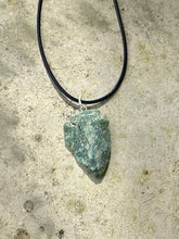 Load image into Gallery viewer, Moss Agate Natural Crystal Arrowhead Pendant Inc Cord Necklace