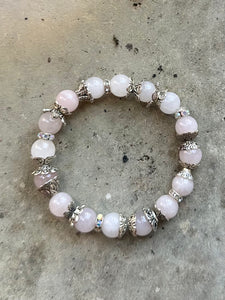 New! Rose Quartz Crystal Decorative Bracelet