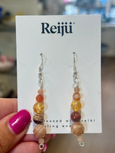 Load image into Gallery viewer, New! Handmade Peach Moonstone, Red Jasper, Amber, Carnelian &amp; Sunstone Reiki-Charged Earrings