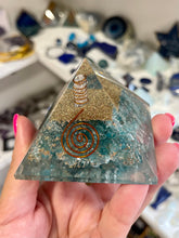 Load image into Gallery viewer, Large Apatite Crystal Stones Blue Orgone Orgonite Pyramid
