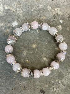 New! Rose Quartz Crystal Decorative Bracelet