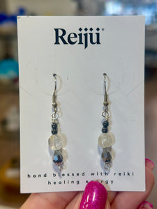 New! Handmade Topaz & Hematite Reiki-Charged Earrings