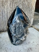 Load image into Gallery viewer, Black Sphalerite Druzy Flame Natural &amp; Unique Piece