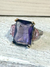 Load image into Gallery viewer, Unique Amethyst Gemstone Sterling Silver Ring (Size M)